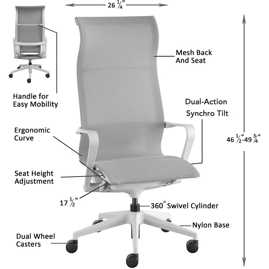 LLR40208 - Lorell Executive Gray Mesh High-back Chair