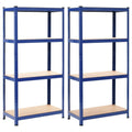 vidaXL 2-Piece Steel and MDF Storage Shelves - Blue, Space-efficient Design with 4-Tiers, Each Capable of Supporting Upto 176.4l