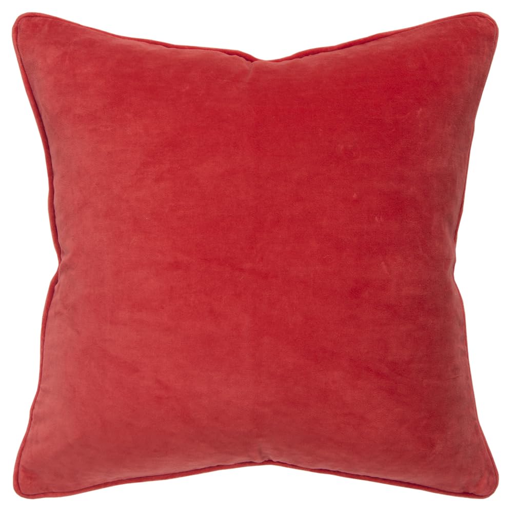 Connie Post 20&quot; x 20&quot; Down Filled Pillow with Cotton Velvet Cover-Dark Coral