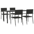 vidaXL 5 Piece Patio Dining Set - Black Poly Rattan & Steel Outdoor Garden Furniture - Tempered Glass Tabletop