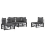 vidaXL Patio Furniture Set 4 Piece, Outdoor Loveseat with Cushions, Patio Lounge Set for Outdoor Garden Lawn Backyard, Anthracite Steel