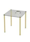 Pilaster Designs Modern Square 18" Worcester Brass Metal & Glass Accent Side End Table