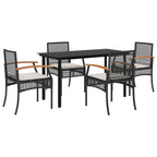 vidaXL Garden Furniture Set with Cushions 5 Pieces, Table and Chairs, Relaxing Armchairs, Seats for Patio Terrace, Synthetic Rattan Black