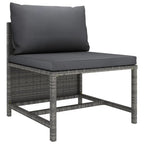 vidaXL 3-Seater Patio Sofa with Cushions Gray Poly Rattan
