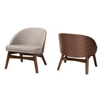 Baxton Studio Lovella Mid-Century Modern Grey Fabric And Walnut Brown Finished Wood 2-Piece Accent Chair Set