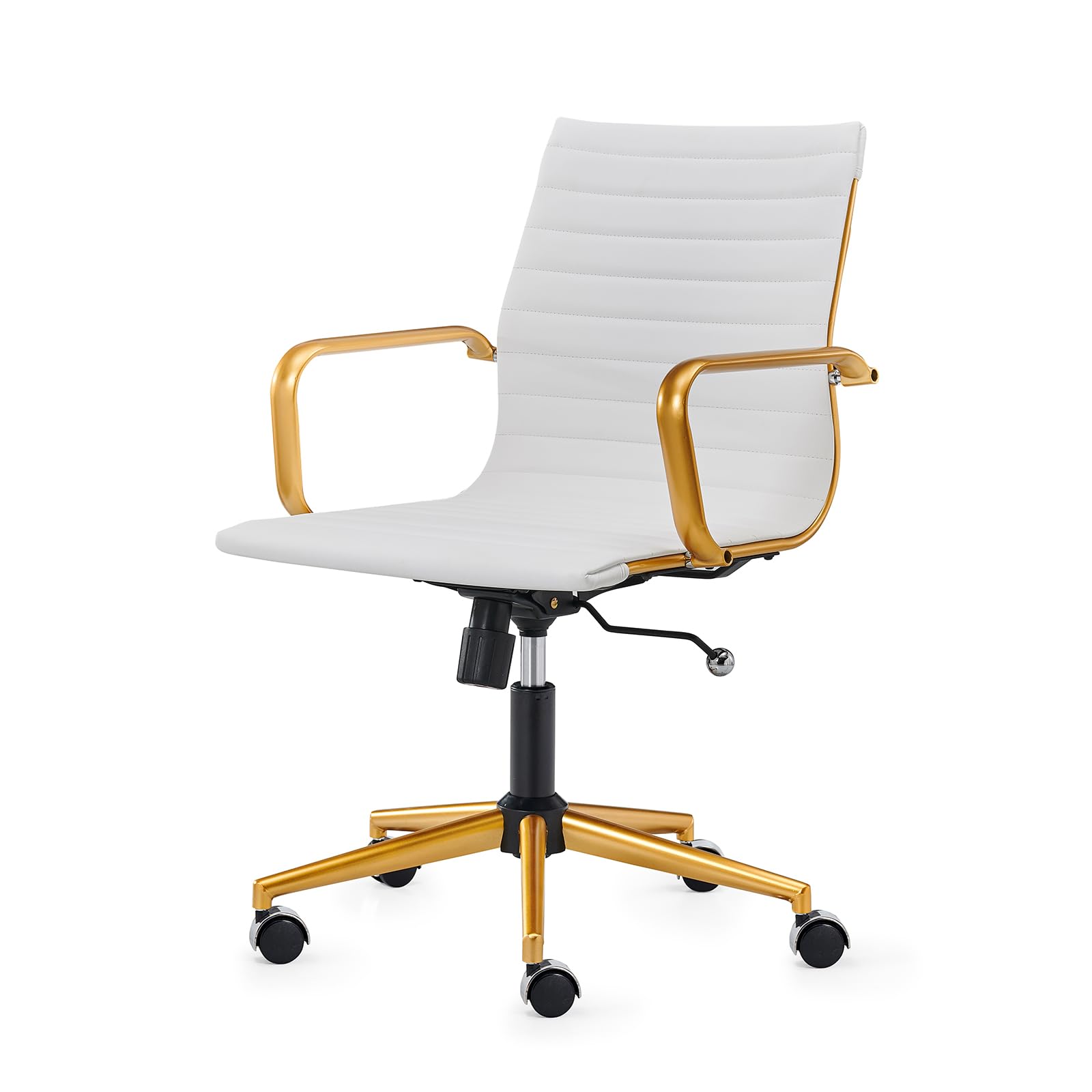 Luxmod Office Chair With Armrests, Adjustable Rolling Desk Chair For Home Office, Comfortable Swivel Seat With Wheels, 22.83' W