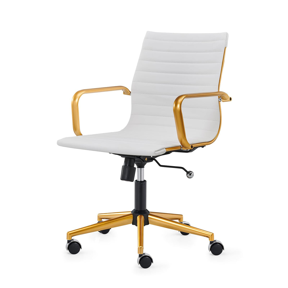 Luxmod Office Chair With Armrests, Adjustable Rolling Desk Chair For Home Office, Comfortable Swivel Seat With Wheels, 22.83' W