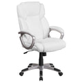 Flash Furniture Carolyn Mid-Back White Leathersoft Executive Swivel Office Chair With Padded Arms