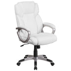 Flash Furniture Carolyn Mid-Back White Leathersoft Executive Swivel Office Chair With Padded Arms