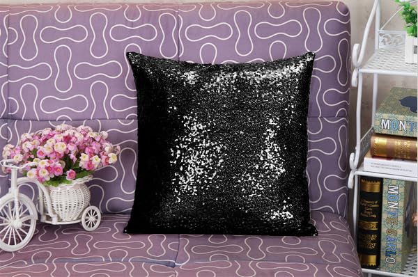 Shinybeauty Black Pillow Covers Decorative Throw Pillow Sofa Pillow Covers 20X20-Inches Black Pillow Cases Set Of 2 Pillow Cover