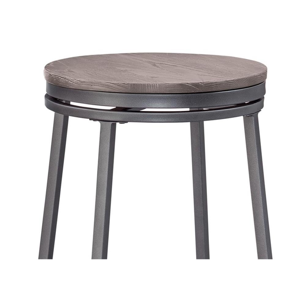 American Woodcrafters Chesson Gray Metal and Wood Backless Bar Stool