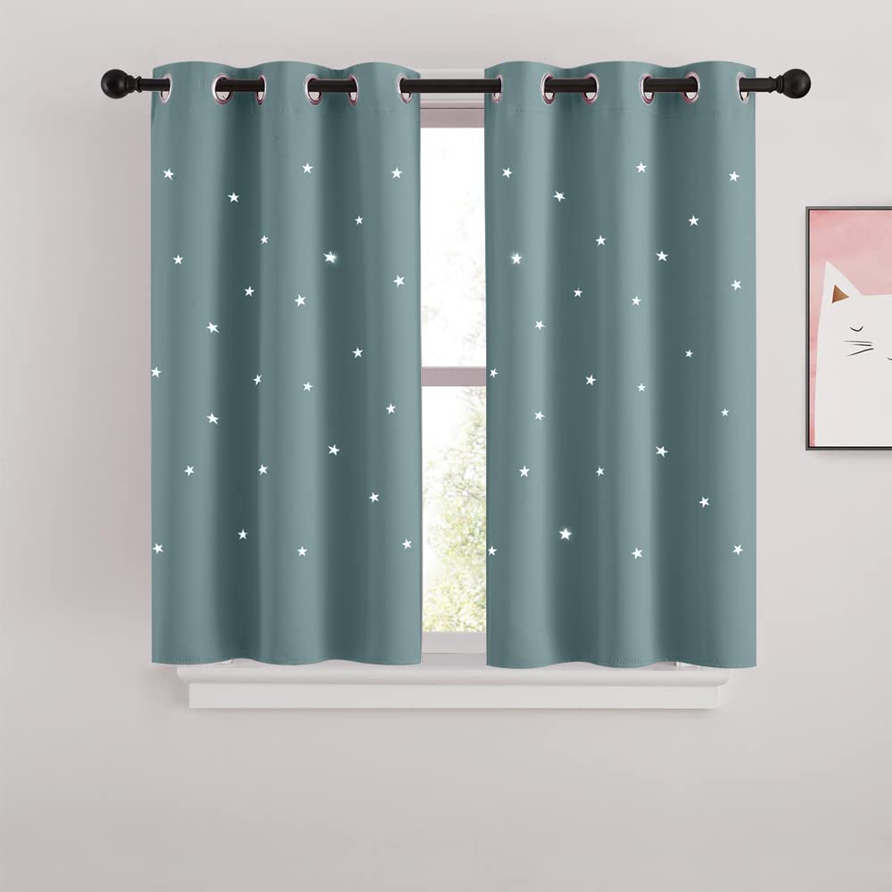 Nicetown Cut Out Stars Curtain For Kid'S Room, 2 Panels Starry Sky Curtains With Die-Cut Stars For Small Window, Gromeet Nursery