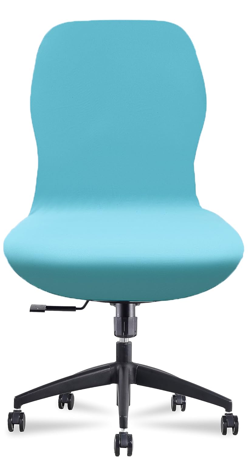 Deisy Dee Velvet Stretch Armless Office Chair Covers - Colorful Stretch Slipcover For Desk Chairs (Turqouise)