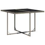 vidaXL Patio Dining Set with Cushions - 9 Piece Gray Poly Rattan Outdoor Furniture, Tempered Glass Table & Folding Chairs
