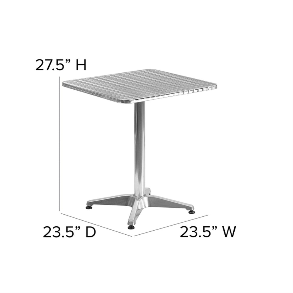 Flash Furniture Mellie 23.5'' Square Aluminum Indoor-Outdoor Table with Base, 23.5"D x 23.5"W x 27.5"H