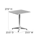 Flash Furniture Mellie 23.5'' Square Aluminum Indoor-Outdoor Table with Base, 23.5"D x 23.5"W x 27.5"H