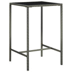 vidaXL - Modern 3-Piece Bar Set for Patio in Gray, Made from Durable Poly Rattan with Armrests and Footrest for Comfort, Easy-to-Clean Tempered Glass Tabletop