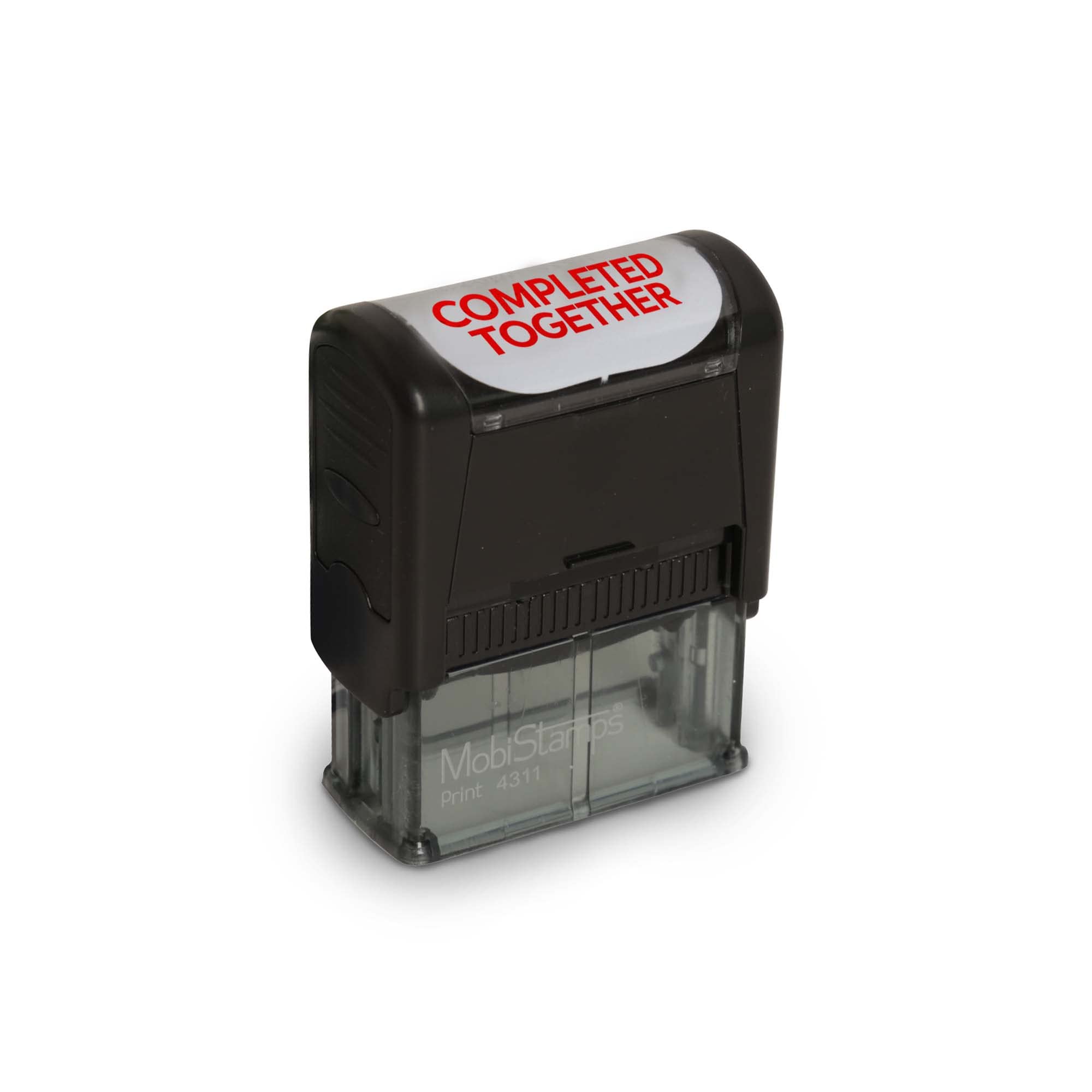 Self Inking Rubber Stamp, Refillable Red Ink Preinstalled With Popular Business Phrases (Completed Together)