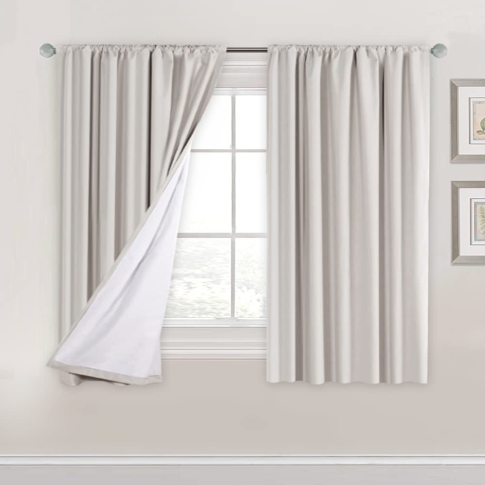 H.Versailtex Complete Blackout Draperies With White Liner For Kitchen Full Blackout Rod Pocket Curtain Panels For Bedroom Cold/H