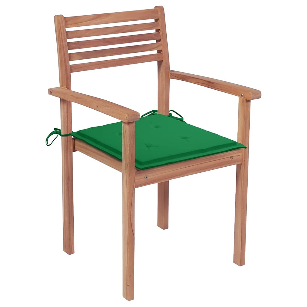 vidaXL 6X Solid Teak Wood Stackable Patio Chairs with Cushions