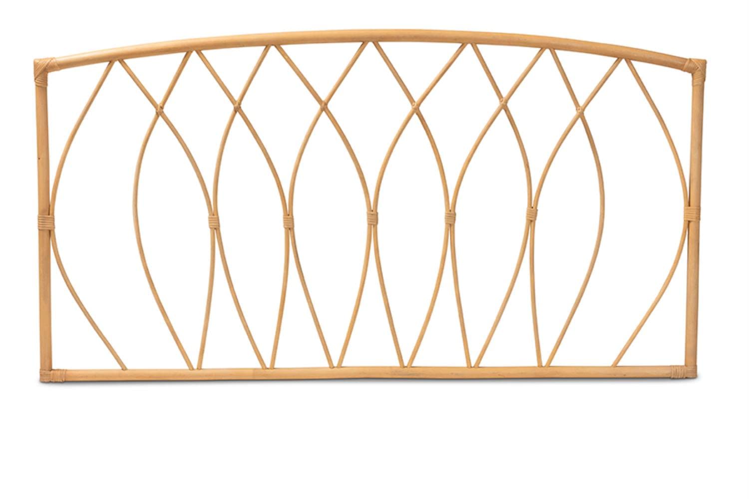 Baxton Studio Halia Modern Bohemian Brown Rattan Queen Size Wall-Mount Headboard