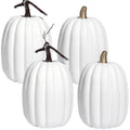 vensovo 8.5 Inch Large White Pumpkins for Decorating - 4PCS Big White Foam Decorative Pumpkins for Fall Decor, White Paintable A