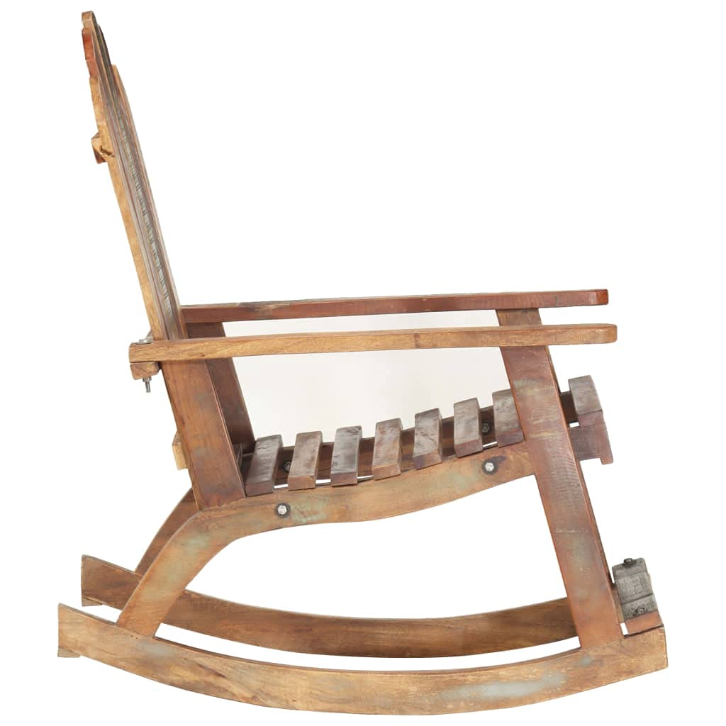 vidaXL Outdoor Rocking Chair, Eco-Conscious Reclaimed Wooden Design, Vintage-Inspired Construction, Multicolor, Excellent Craftsmanship, Unique Patio Furniture Piece