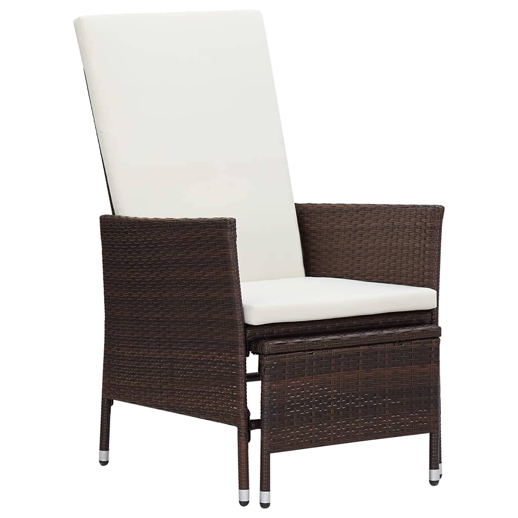 vidaXL Stylish 2 Piece Patio Lounge Set - Comfortable Poly Rattan Armchair and Table Set with Cushions - Brown/Cream - Perfect for Outdoor Relaxation