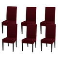 Jqinhome 6 Pcs Dining Chair Slipcover,High Stretch Removable Washable Chair Seat Protector Cover For Home Party Hotel Wedding Ceremony (Burgundy)