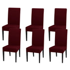 Jqinhome 6 Pcs Dining Chair Slipcover,High Stretch Removable Washable Chair Seat Protector Cover For Home Party Hotel Wedding Ceremony (Burgundy)