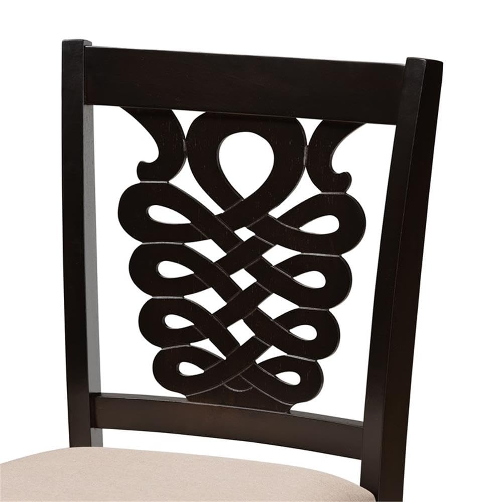 Baxton Studio Gervais Modern and Contemporary Transitional Sand Fabric Upholstered and Dark Brown Finished Wood 2-Piece Counter Stool Set