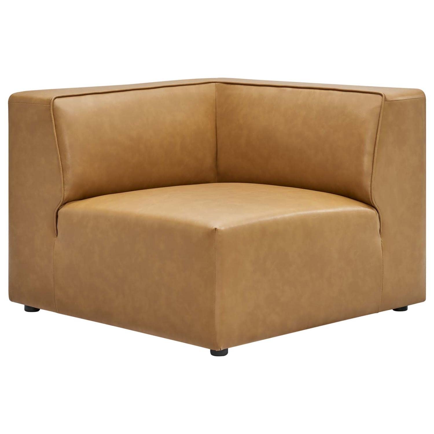Modway Mingle Vegan Leather Sectional Sofa Corner Chair in Tan