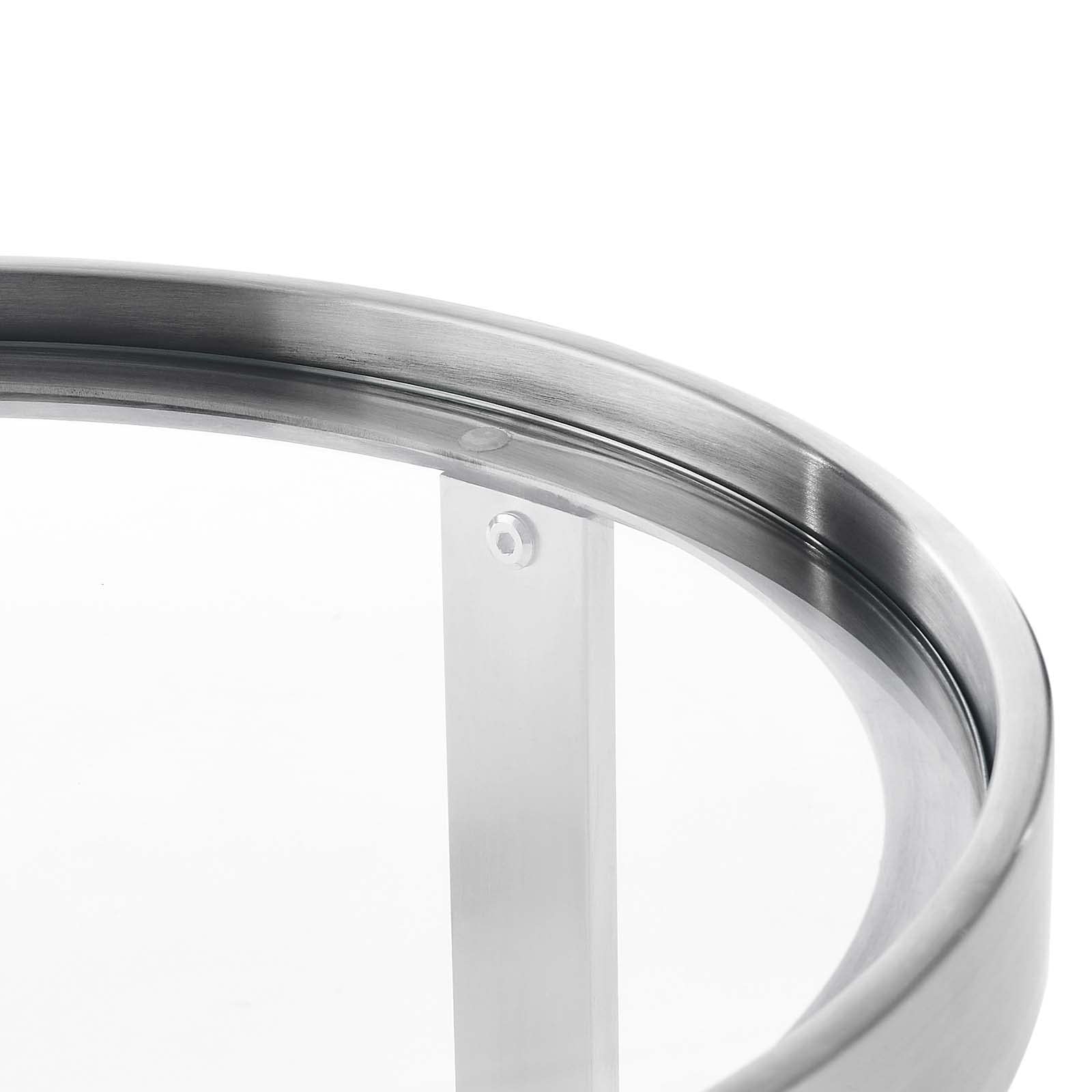 Modway Relay Glass And Metal Accent Side Table, Silver 17.5 X 17.5 X 19.5