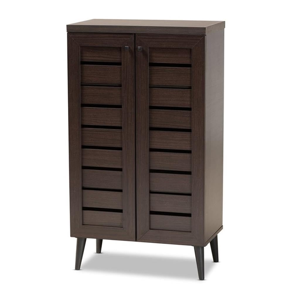 Baxton Studio Salma Modern and Contemporary Dark Brown Finished Wood 2-Door Shoe Storage Cabinet