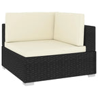 vidaXL 2 Piece Patio Sofa Set - Comfortable and Weather Resistant Outdoor Furniture with Cushions - Black Poly Rattan Material