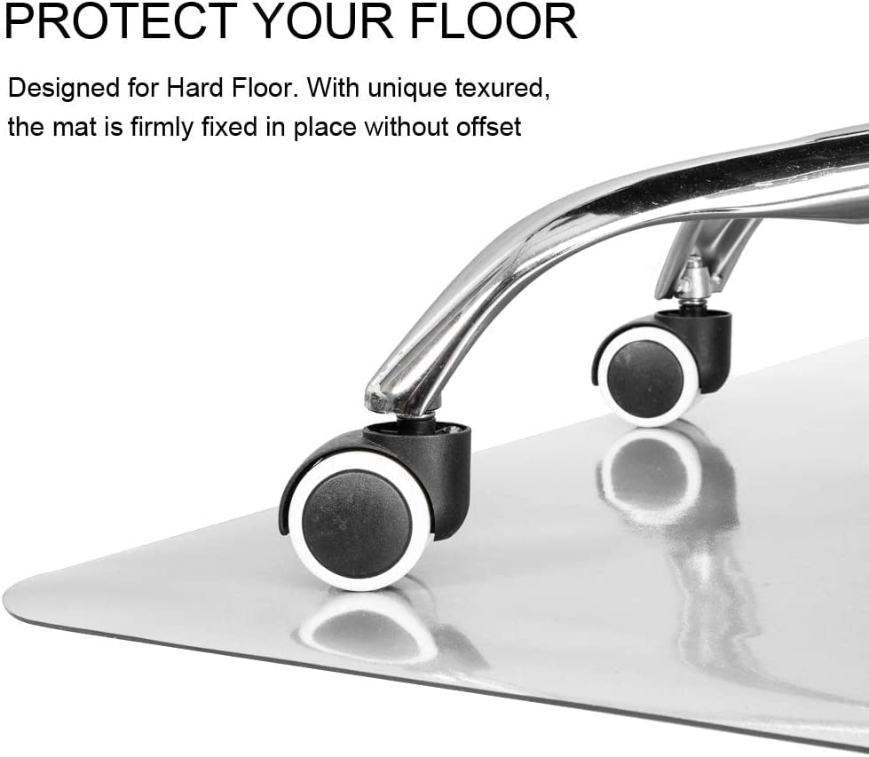 Kuyal Clear Chair Mat For Hardwood Floor 46 X 60 Inches Transparent Floor Mats Wood/Tile Protection Mat For Office & Home (46' X 60' Rectangle)