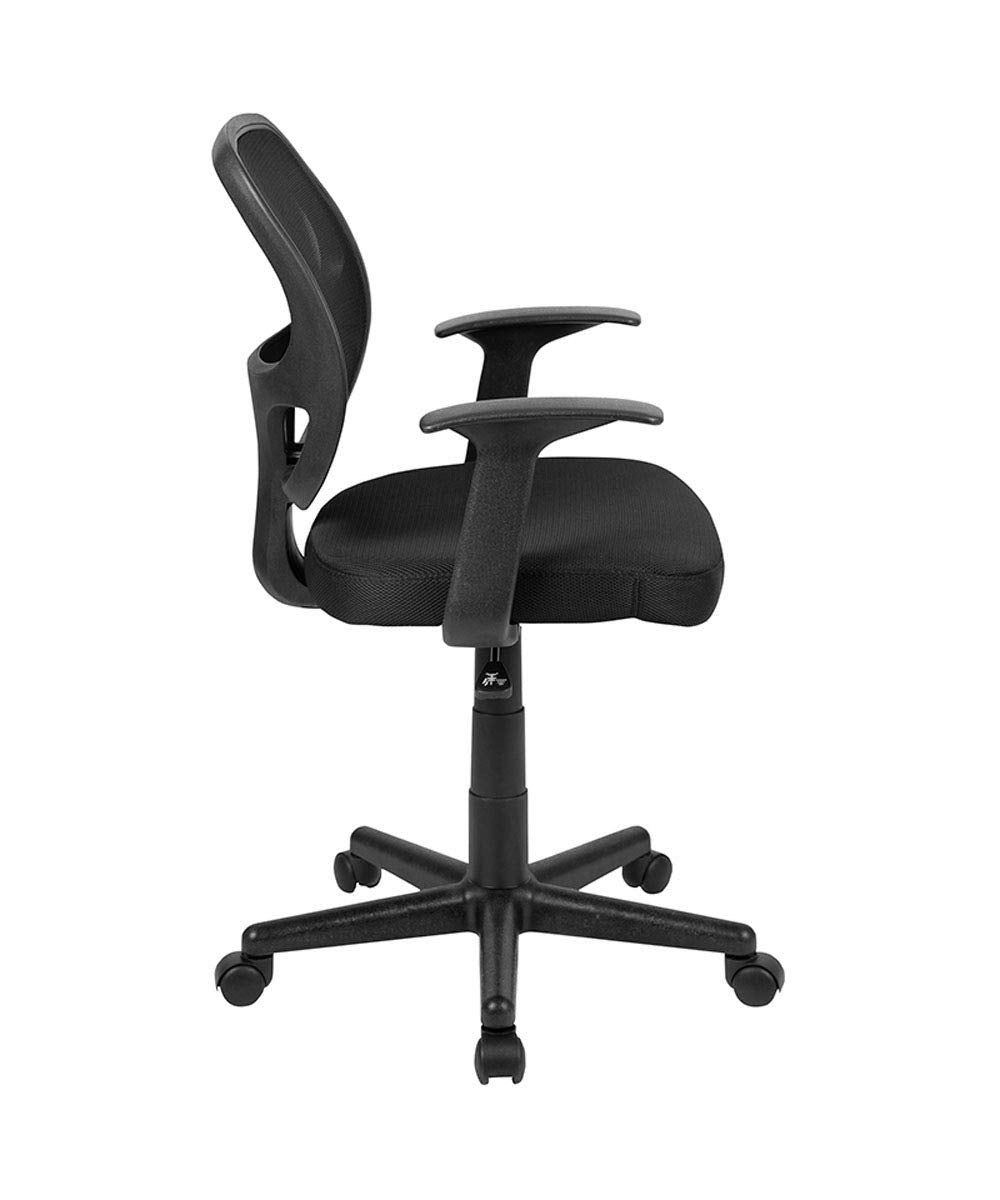 Flash Furniture Flash Fundamentals Mid-Back Black Mesh Swivel Ergonomic Task Office Chair With Arms