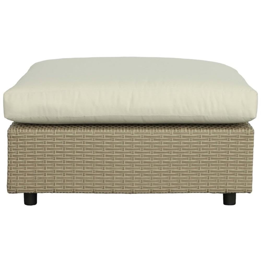 Progressive Furniture Shelter Island Wicker Square Ottoman W/Cushion Brown/Sand