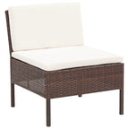 vidaXL 5-Piece Patio Sofa Set with Poly Rattan Brown Cushions - Durable and Weather-Resistant Outdoor Lounge Set Chair-Sofa, Versatile Layouts, Comfortable Seating, Lightweight and Easy to Move