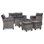 vidaXL 6 Piece Garden Sofa Set with Cushions Poly Rattan Dark Gray