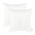 BRAWARM Faux Leather Pillow Covers 18 X 18 Inches, White Leather Pillow Covers Pack of 2, Crocodile Leather Decorative Throw Pil