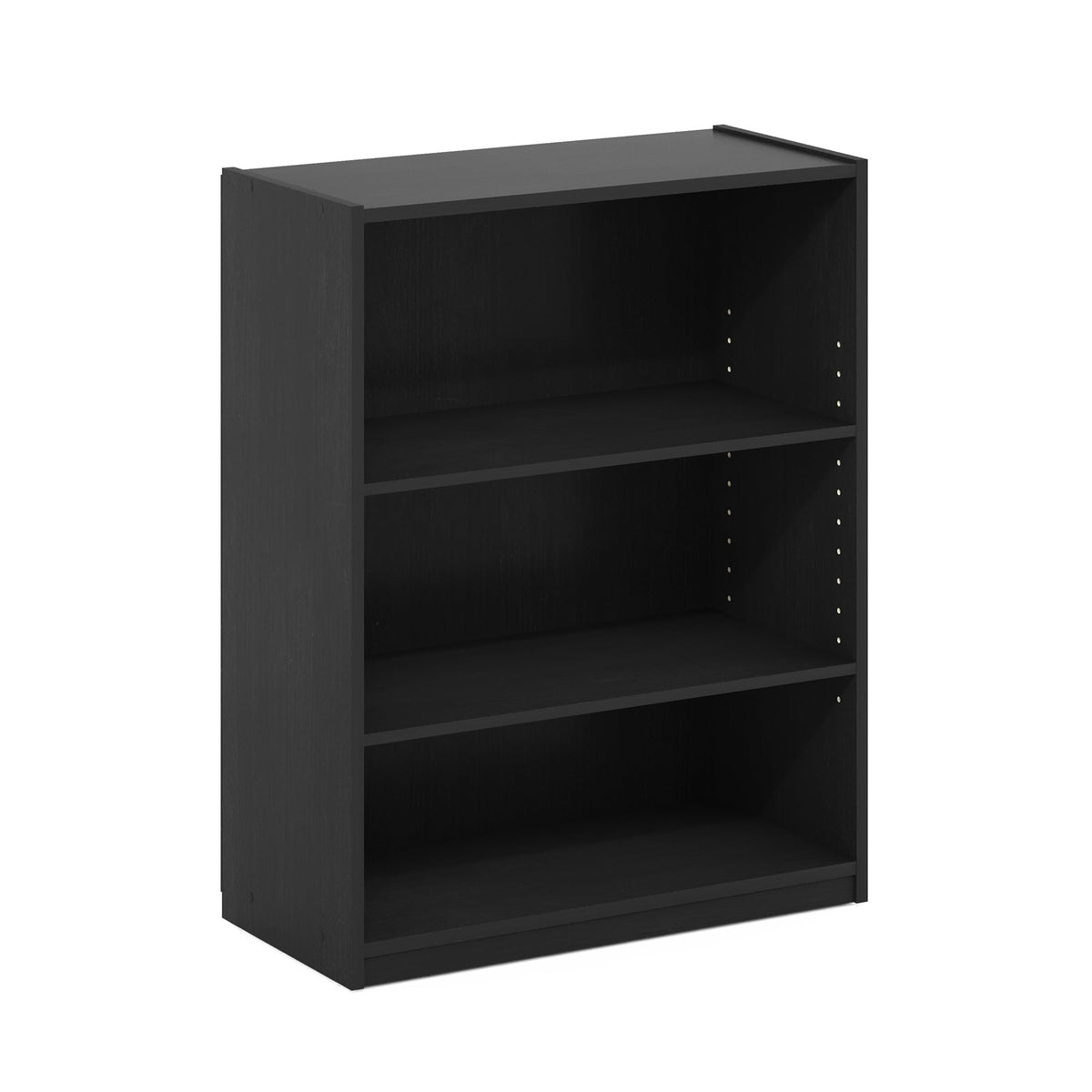 Furinno Gehry 3-Tier Bookcase, Bookshelf with Adjustable Shelves, Blackwood