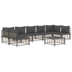 vidaXL 8 Piece Patio Lounge Set - Poly Rattan Furniture Set with Cushions - Anthracite - Weather-Resistant, Sturdy Steel Frame, Versatile & Modular Design
