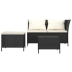 vidaXL Outdoor Patio Lounge Set, 3-Piece, Elegant Style, Ample Storage Space, with Cushions, Water-Resistant Bag, Comfortable Seating, Easy Assembly, Black Poly Rattan