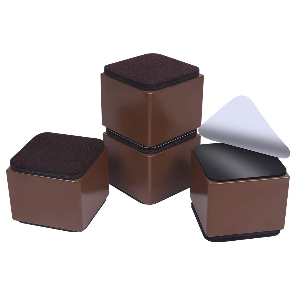 Ezprotekt 2 Inch Bed And Furniture Risers, Heavy Square Chair Sofa Couch Tables Risers, Width 2.4'-Adds 2' Height, Supports 20