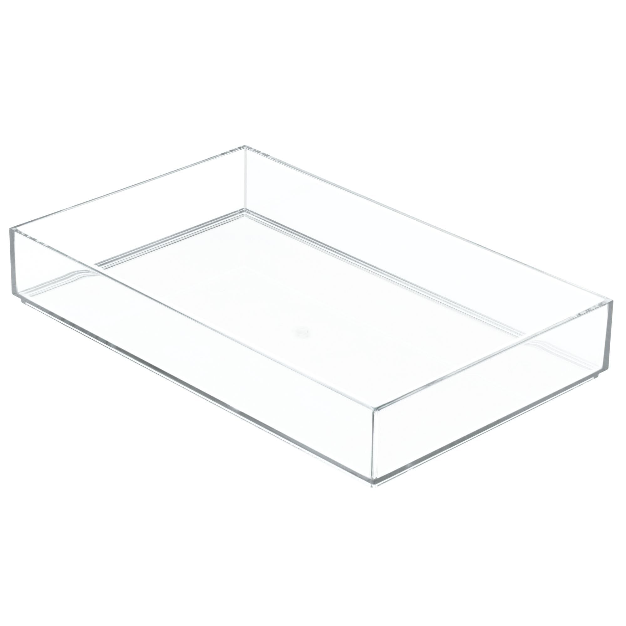 iDesign Clarity Plastic Drawer Organizer, Storage Container for Vanity, Bathroom, Kitchen Drawers, 8 x 12 x 2, Clear