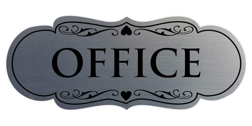 All Quality Designer Office Sign - Professional Office Signs | Easy Installation - Silver - Small (1 Pack)