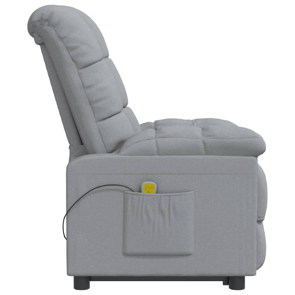 vidaXL Light Gray Fabric Massage Recliner | Modern Relaxation Chair Made of Polyester, Plywood, Iron | Comfortably Padded with Sponge & PP Cotton | Ideal Dimensions