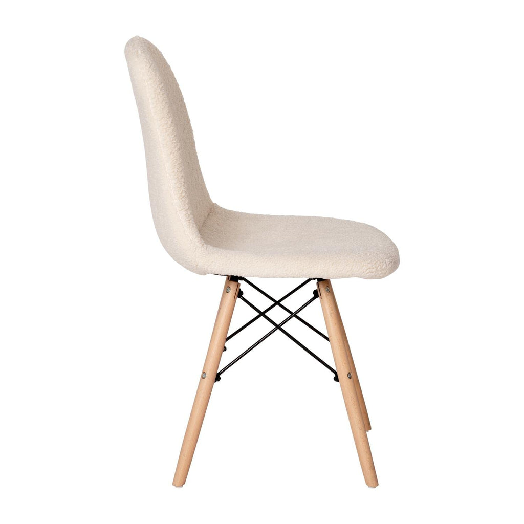 Flash Furniture Zula Modern Padded Faux Faux Shearling Accent Chair - Padded Off-White Faux Shearling Upholstery - Beechwood Legs