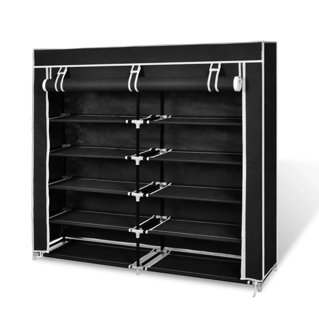 Vidaxl 5 Tier Shoe Rack Tower Portable Closet Storage Organizer W/Shelf Black